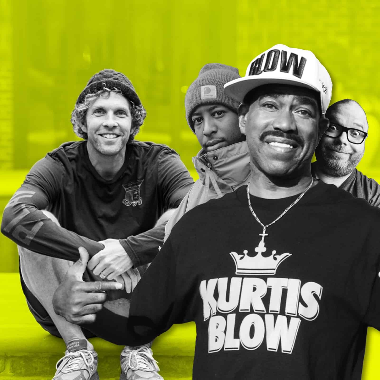 Jesse Itzler, Kurtis Blow, DJ Premier and Jon Rezin recording Basketball